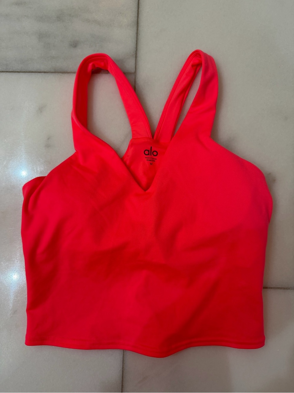 ALO Yoga Neon Coral Racerback Sports Crop - Picture 2 of 2